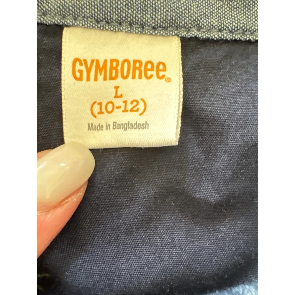 Gymboree Boys Navy Blue Americana All Over Print Button Down Shirt Size L 10-12